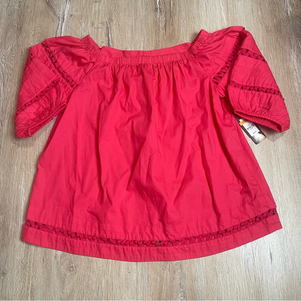 Crown & Ivy Women’s Off Shoulder Balloon Sleeve Top 2 Ways To Wear Size Small
